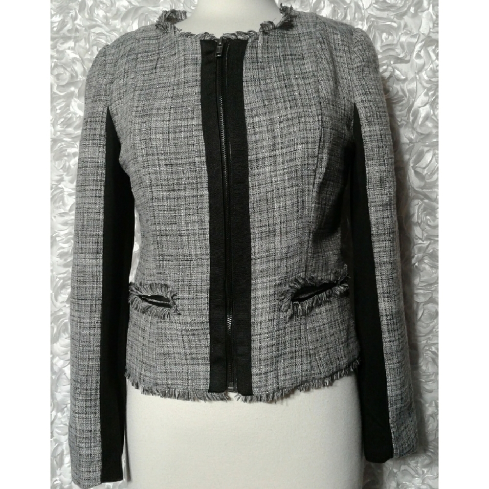 Elle Dress Jacket, black &Gray knit size S